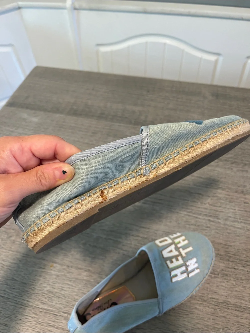 SAM EDELMAN Circus Head In The Clouds Leni Espadrille Flats Denim Chambray Sz 7